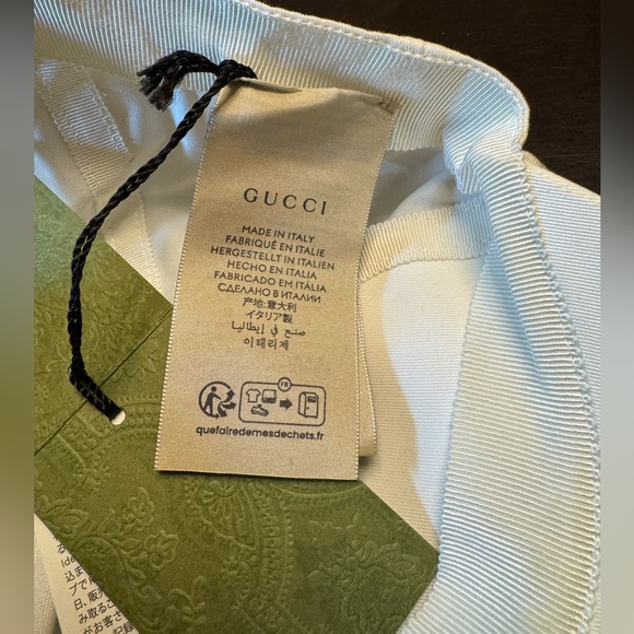 New Gucci GG Logo White Green Baseball Hat Size L - Picture 11 of 12